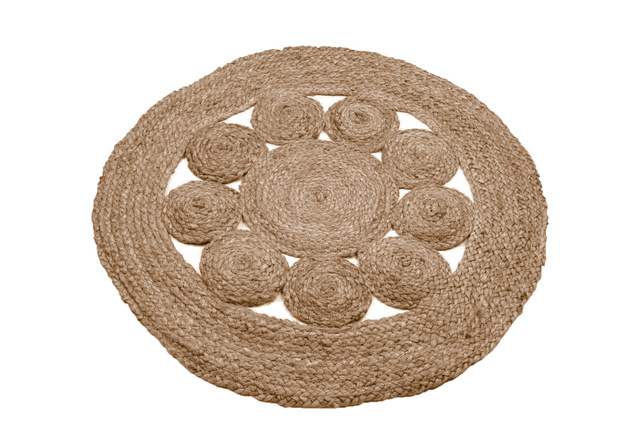 Covor decorativ din iută rotund, Ø 80 cm