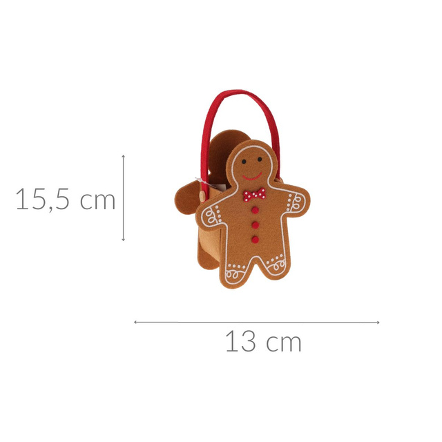 Geanta din fetru cu motiv de Craciun, 13 x 15,5 cm