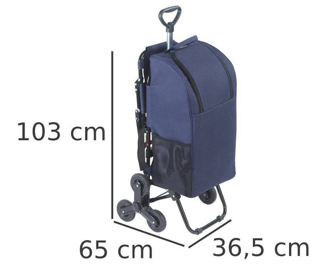 Cărucior de cumpărături cu mâner telescopic și scaun rabatabil, geantă spațioasă pe cadru cu roți triple - 35 l