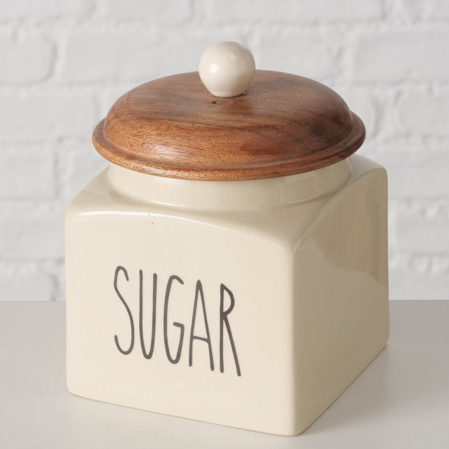 Recipient pentru alimente din ceramică, capac din lemn, SUGGY