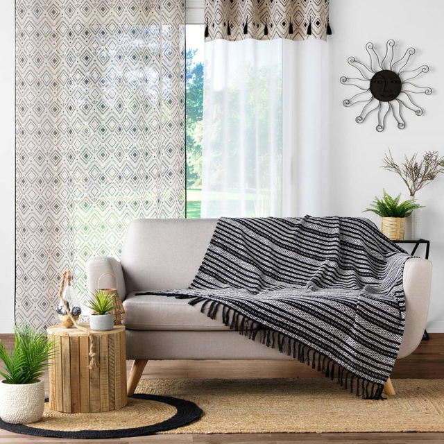 Pătură din bumbac cu franjuri TISSIA, 125 x 150 cm