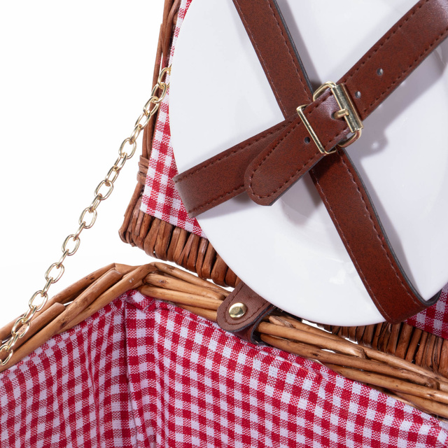 Cos de picnic din rachita Darcel, cu spatii pentru tacamuri