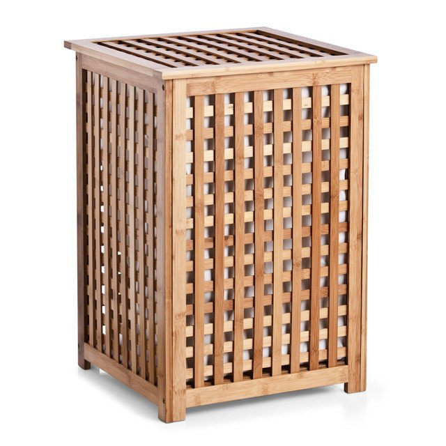 Coș de rufe din bambus cu capac - 92 litri, inserție detașabilă, BAMBOO ZELLER