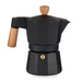 Cafetiera din aluminiu cu maner din lemn, 3 cesti
