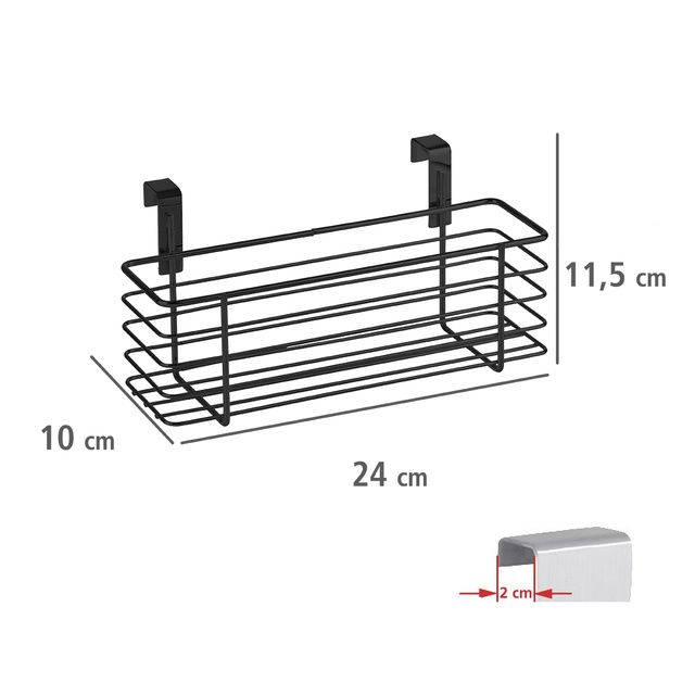 Raft de bucătărie, coș multifuncțional pentru depozitare, 10 x 24 x 11,5 cm, WENKO, negru