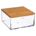 Organizator baie SELENA, patrat, cu capac din bambus, 9,7 x 9,7 x 5 cm