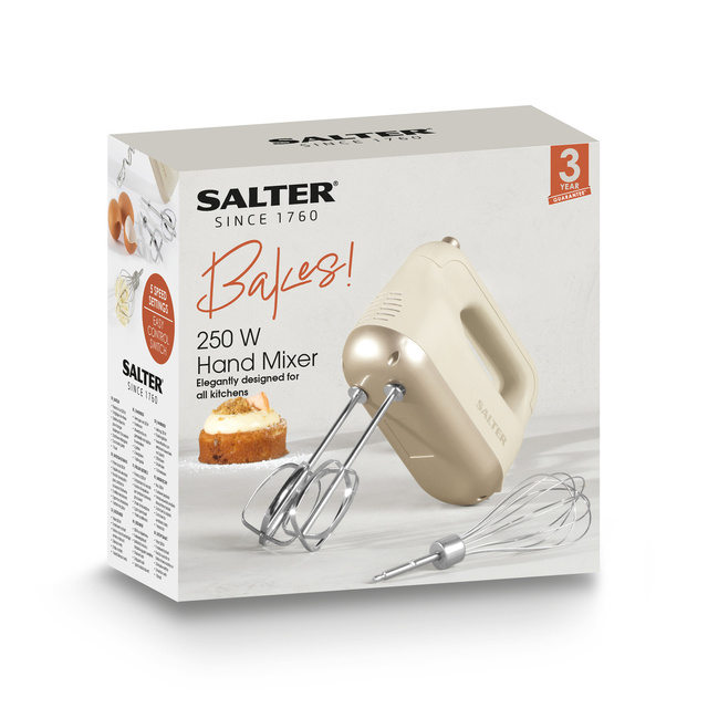 Mixer de mână 250 W SALTER, 5 viteze, 3 accesorii