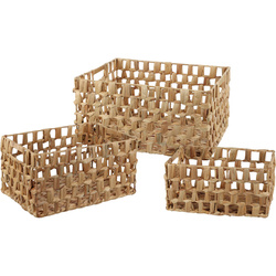 Cosuri de depozitare, impletitura din iarba de mare, dreptunghiulare, 3 bucati