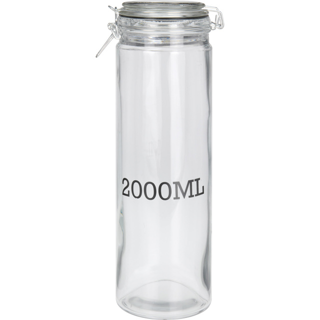 Borcan cu capac cu clips, cu informatii despre capacitate