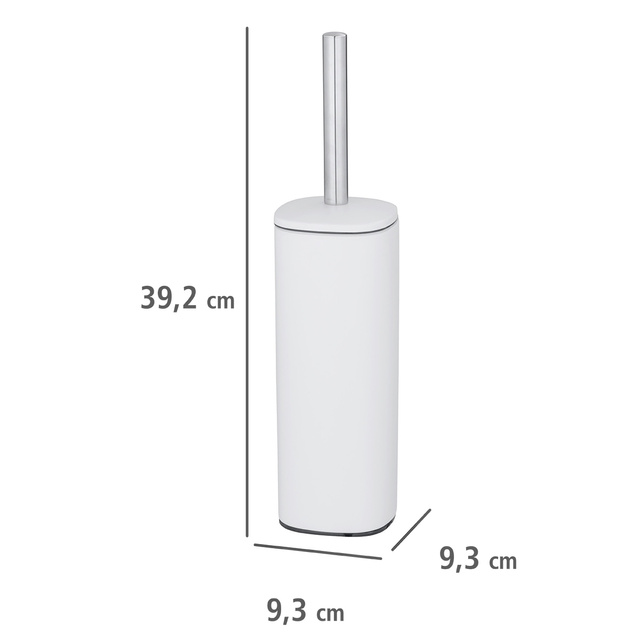 Perie de toaleta din otel vopsit ALASSIO, alb, cu maner argintiu, Wenko