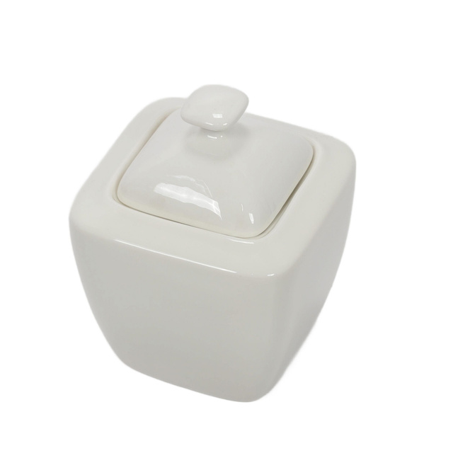 Zaharnita din portelan cu capac, 320 ml, alb