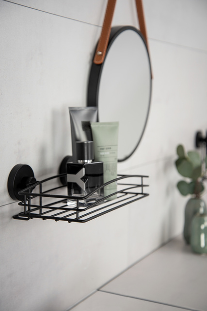 Raft de dus WENKO, metal, negru, Vacuum-Loc