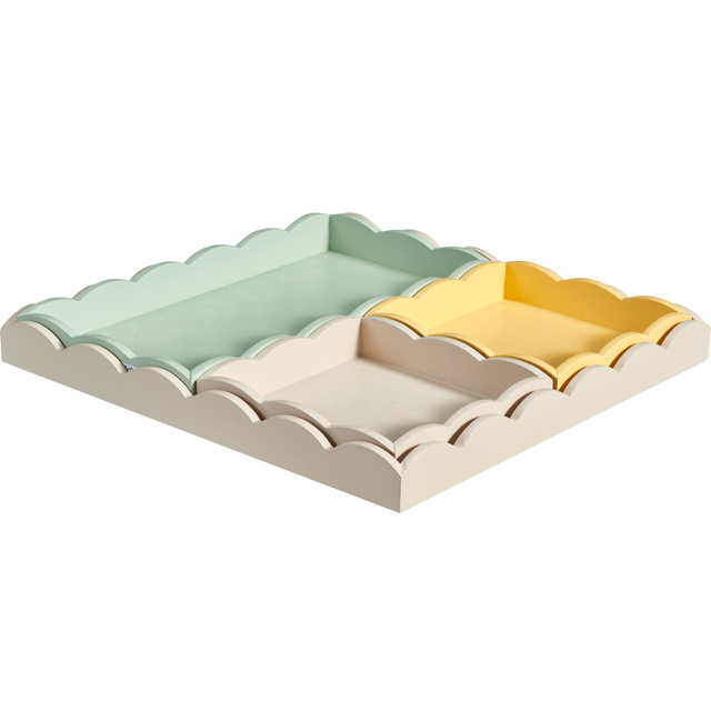 Set de 4 tăvi din lemn, 30 x 30 x 3 cm, verde