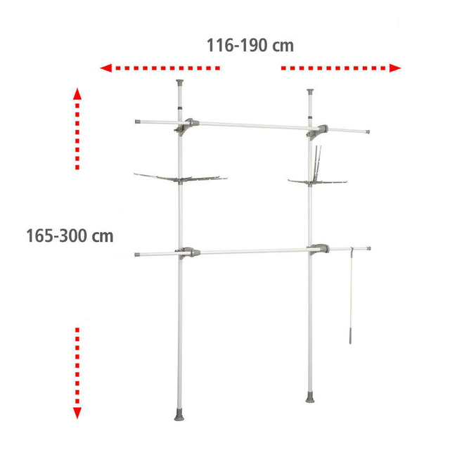 Cuier telescopic HERKULEX FLEX, suport practic cu dimensiuni reglabile - 165-300 x 116-190 x 36 cm, WENKO