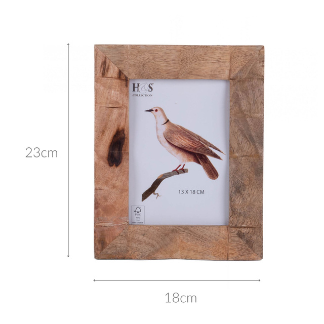 Rama foto verticală cu cadru decorativ din lemn de mango, 18 x 23 x 2,5 cm