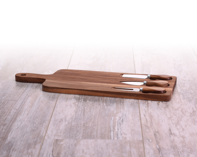 Tocator de branza + 3 cutite, 43x16 cm, set