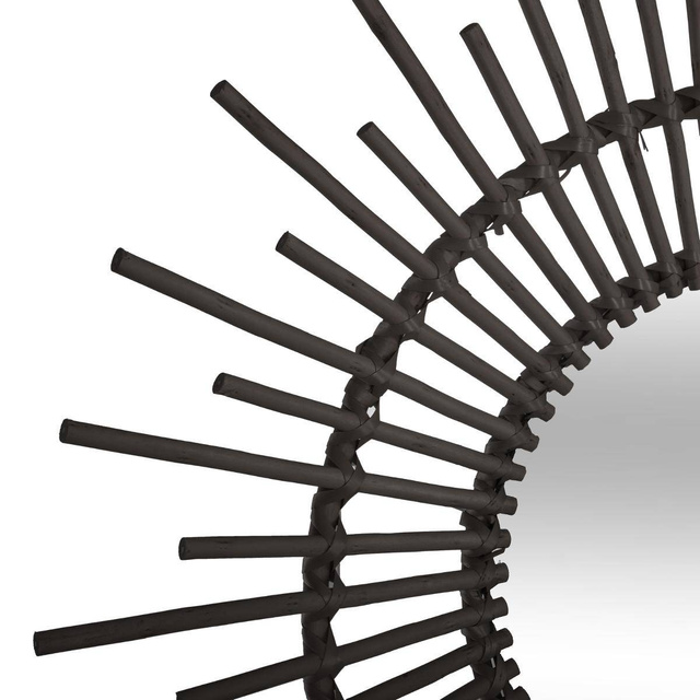 Oglindă de perete în cadru țesut, Ø 76 cm, negru