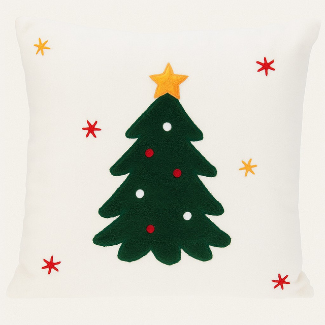 Pernă decorativă, model de sărbătoare, albă 44 x 44 cm, ren.