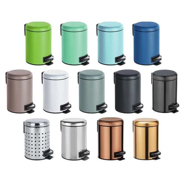 Coș de baie LEMAN MATT, recipient pentru gunoi, 3 l, WENKO, negru