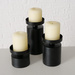 Set 3 suporturi de lumanare de masa, pentru lumanari groase Meril, 7,5 cm, negru