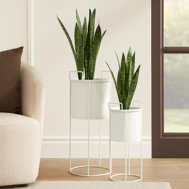 Ghivece metalice IDEM, 2 bucăți, alb