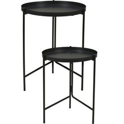 Set două mese laterale metalice, Ø 31 cm, Ø 36 cm