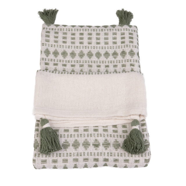 Cuvertura din bumbac cu franjuri TISSIA, 125 x 150 cm