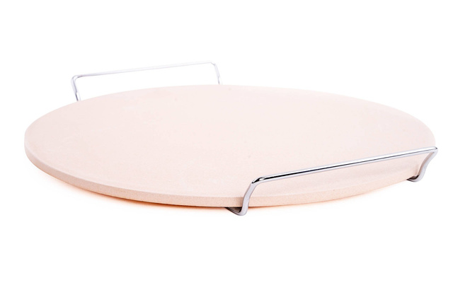 Piatră pentru coacerea pizzei, pâinii + suport metalic pentru servire