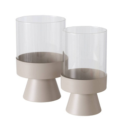 Sfeșnice din sticlă Pallas, picior metalic, 2 buc