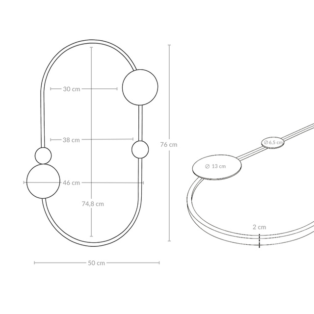 Oglindă de perete SAANA cu decorațiuni geometrice, 46 x 76 cm