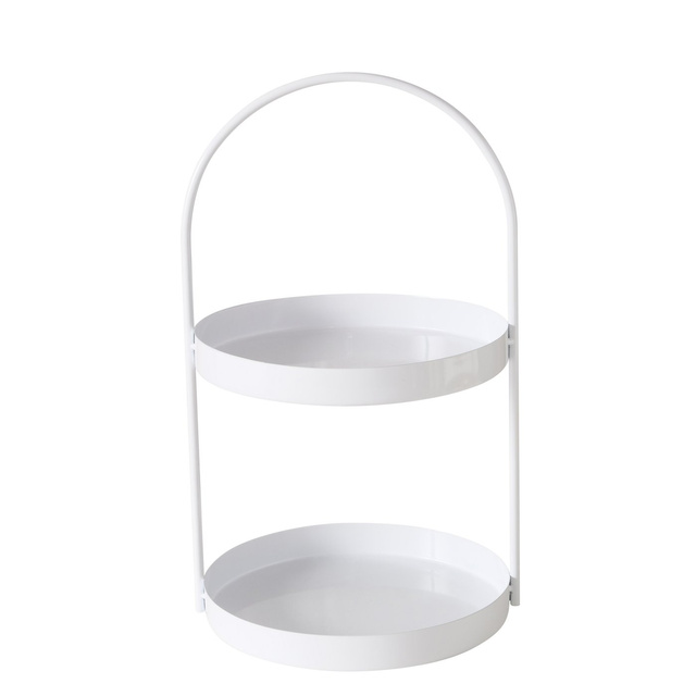 Suport metalic  Joko, decorativ,  cu doua rafturi,  25 cm, alb