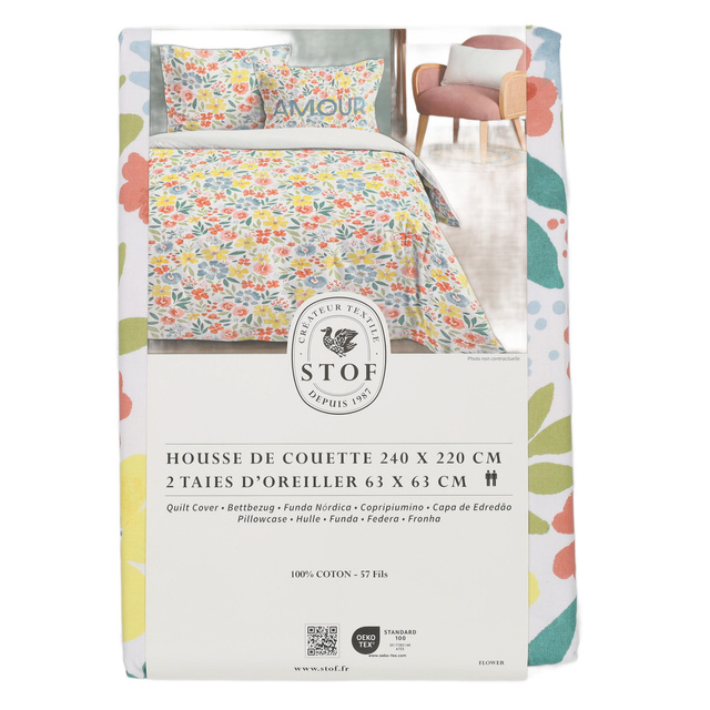 Set lenjerie de pat din bumbac, FLORE, 240 x 220 cm