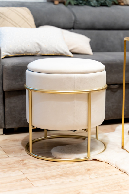 Puf cu spatiu depozitare ELIANE, rotund