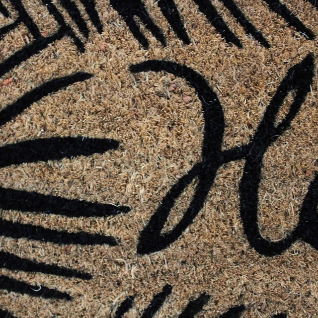 Covoras de intrare cu print, din fibra de cocos, HELLO, 40 x 60 cm