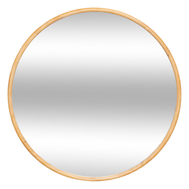 Oglindă de perete KIM cu ramă din lemn, Ø 75 cm