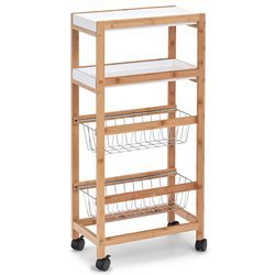 Carucior de bucatarie, masa din bambus, bar pe roti.