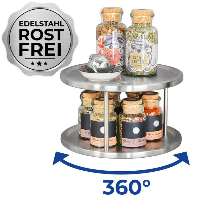 Placă rotativă, organizator pentru condimente - 2 niveluri, WENKO, argintiu