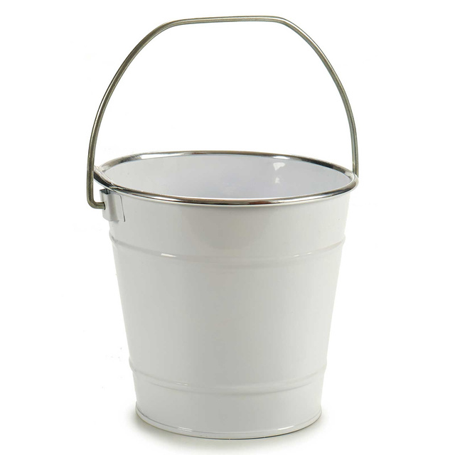 Husa ghiveci tip galeata, zinc, alb, Ø 16 cm