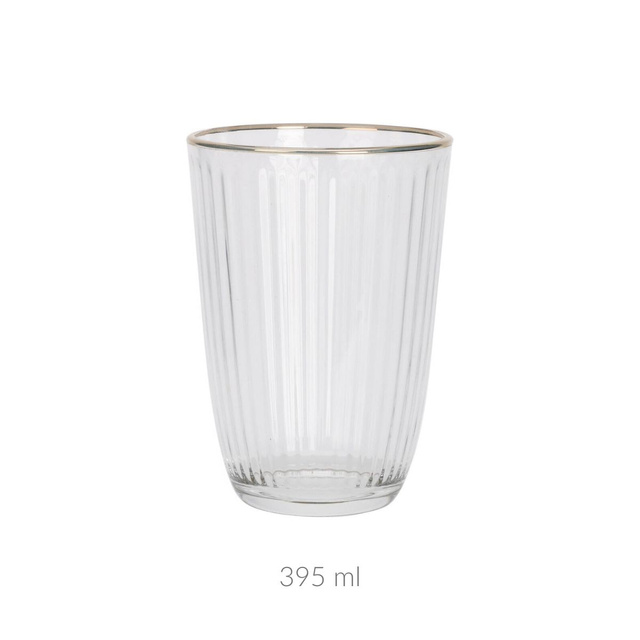 Pahar striat cu margine aurie, 395 ml