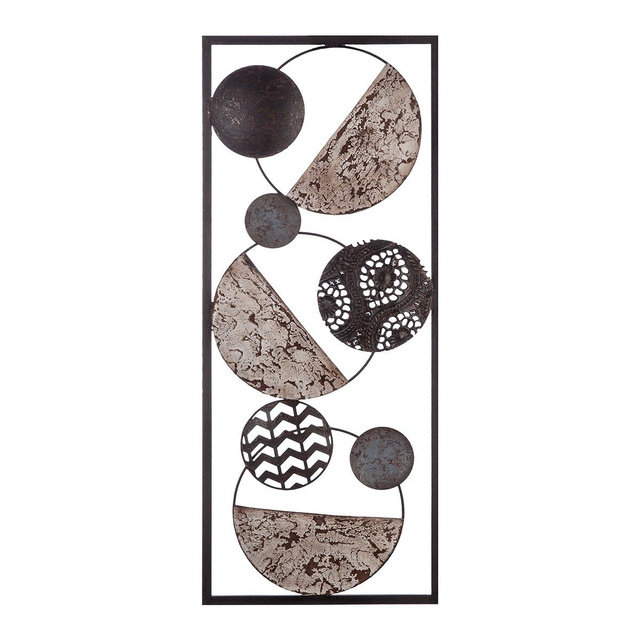 Decor de perete in cadru metalic, 25 x 61 cm, cercuri etnice