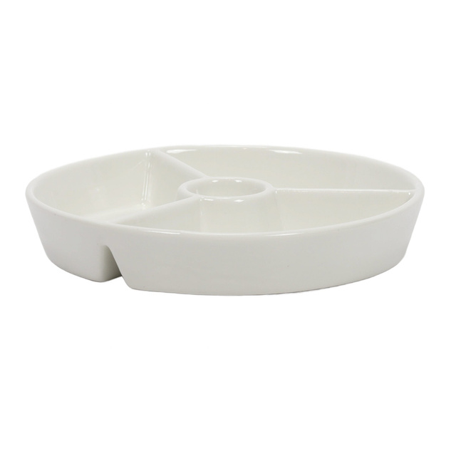 Platou rotund pentru aperitive cu compartimente și loc pentru sos, Ø 19,5 cm