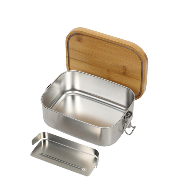 Cutie de pranz cu capac din bambus, 16 x 11,5 x 6 cm