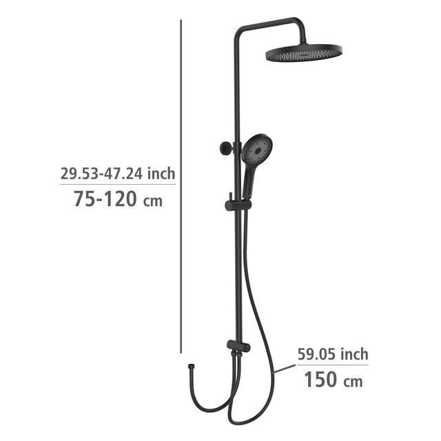 Cap de dus, negru mat, 120 cm, WENKO