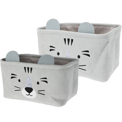 Cutii pentru jucării CUTIE cu mânere, din catifea, 2 bucăți