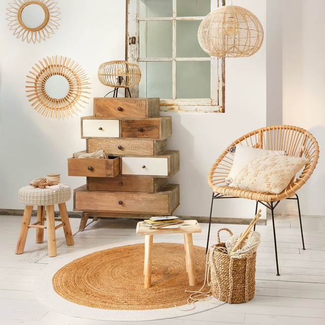 Taburet tapitat stil retro, 43 x 32 cm, bej