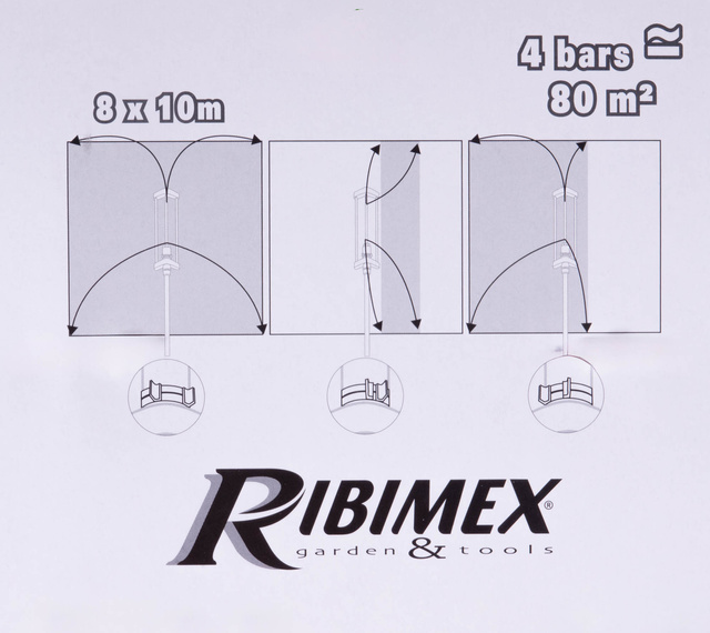 Aspersor turbina RIBIMEX, raza de stropire 80m², 16 duze