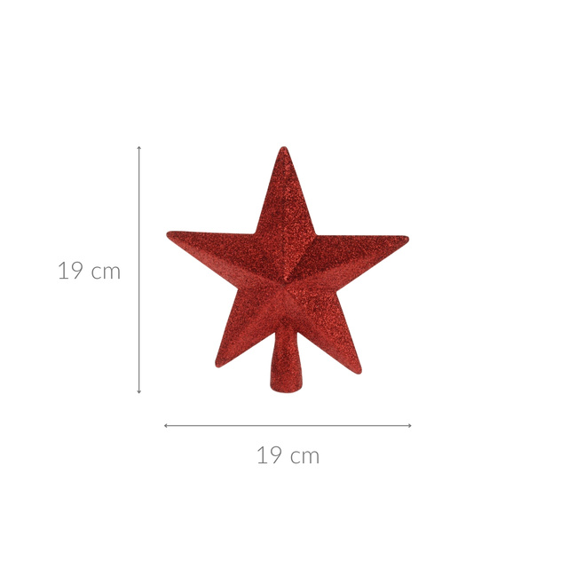 Vârful de brad stea cu sclipici, 19 cm