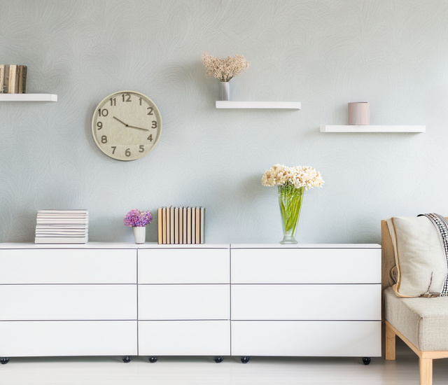 Ceas de perete in culori neutre, Ø 38 cm