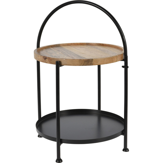 Meseu de cafea loft, rotund, cu blaturi din metal sau lemn, cu mânere, 39 x 55 cm
