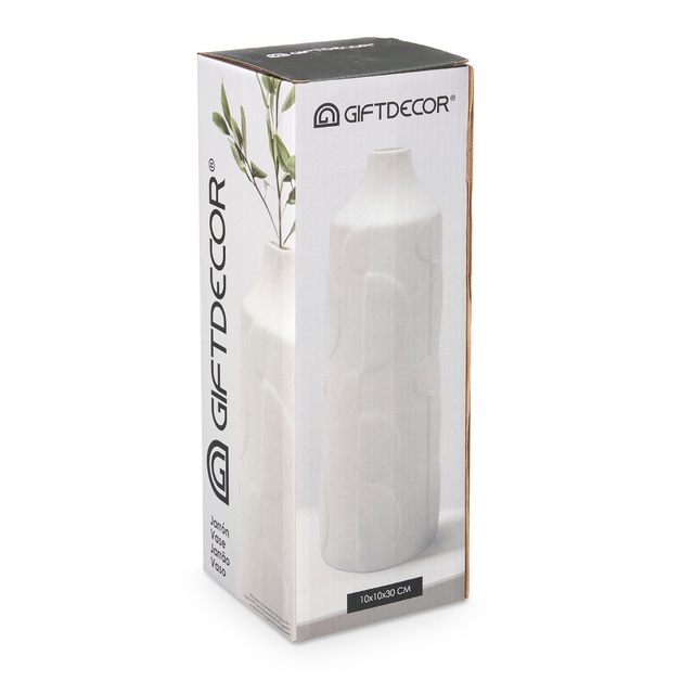 Vaza ceramica CIRCLE, alba, 30 cm